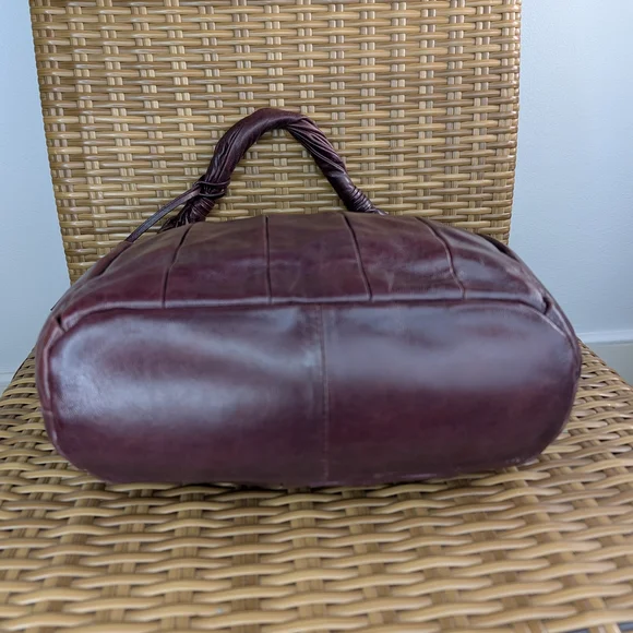 Donald J Pliner Purple Burgundy Soft Leather Hobo Shoulder Bag Purse - Picture 6 of 13